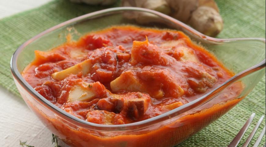 Белые грибы в остром томатном соусе, пошаговый рецепт с фото