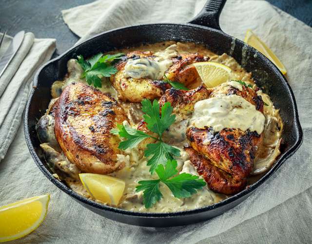 Картофель с курицей и грибами в духовке, подробное приготовление с фотографиями