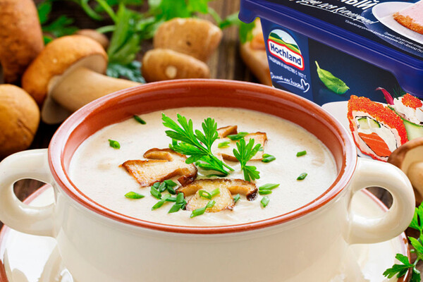 Грибной суп со сливками и творогом - Рецепты - Hochland