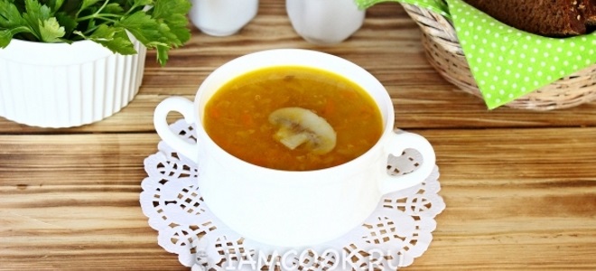 Гороховый суп с грибами в мультиварке