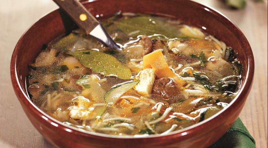 Грибной суп с курицей и вермишелью, пошаговый рецепт с фото