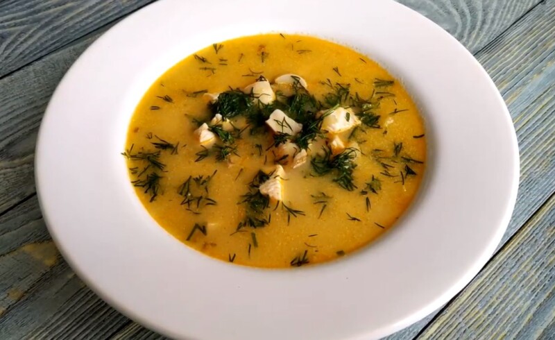 Сырный суп с курицей и грибами - рецепт с плавленым сыром