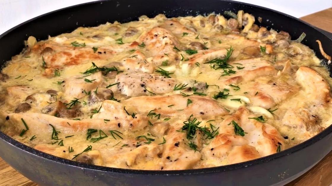 Курица и грибы в сливочном соусе: Рецепт