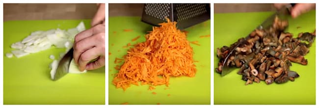 нарезать лук, морковь