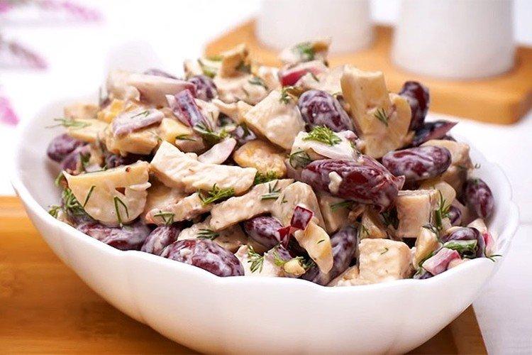 Салат из фасоли и грибов - Что приготовить из грибов рецепты
