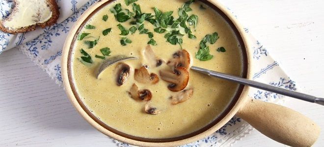 Сырный грибной суп с грибами и сливками