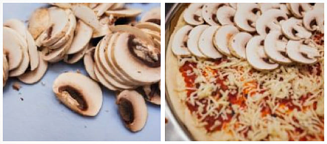Пицца с грибами, помидорами и сыром