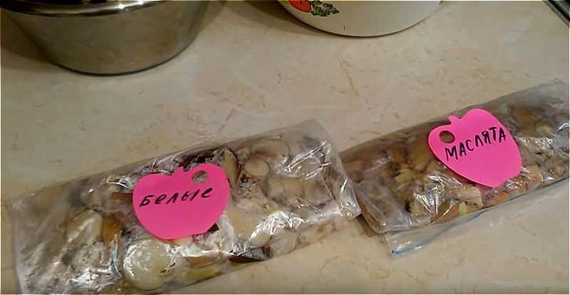 Поместите приготовленные грибы в пакеты и положите их в морозильную камеру.