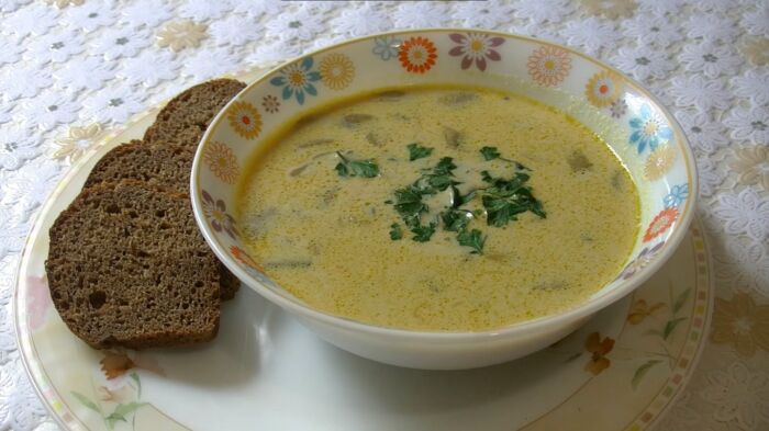 Грибной суп с грибами и сыром - фото