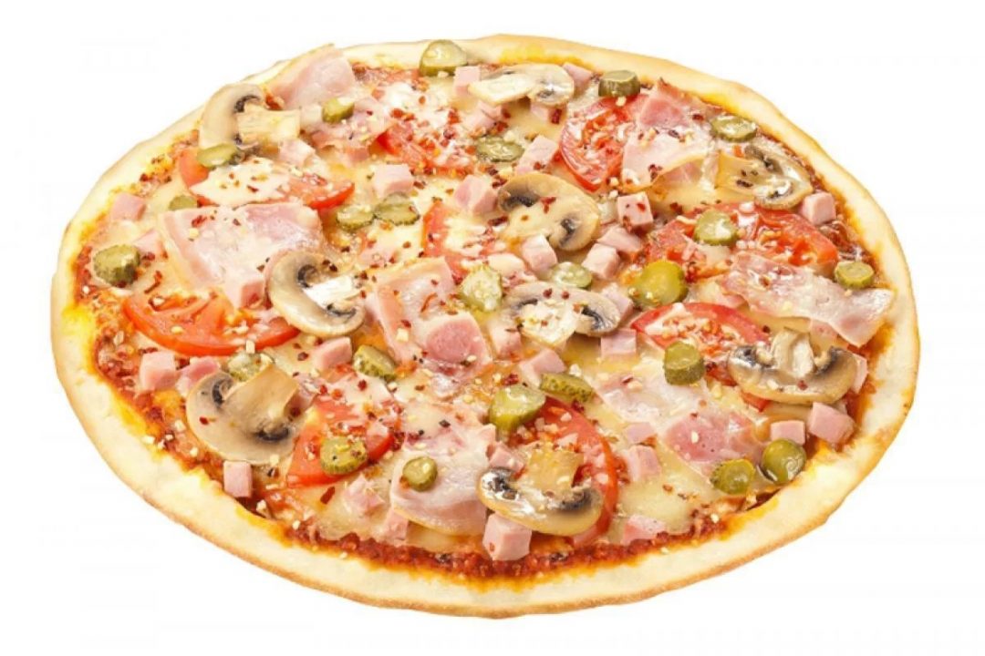 Пицца с вареной колбасой и курицей