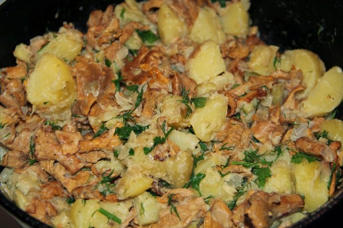 Как приготовить тушеную картошку с лисичками