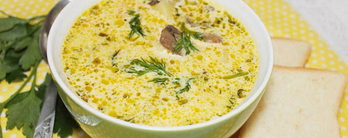 Сырный суп с грибами и сыром - 7 пошаговых рецептов