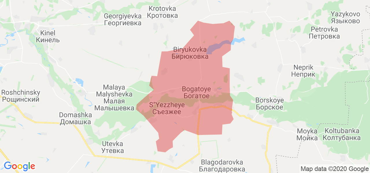 Карта Богатовского района Самарской области с границами