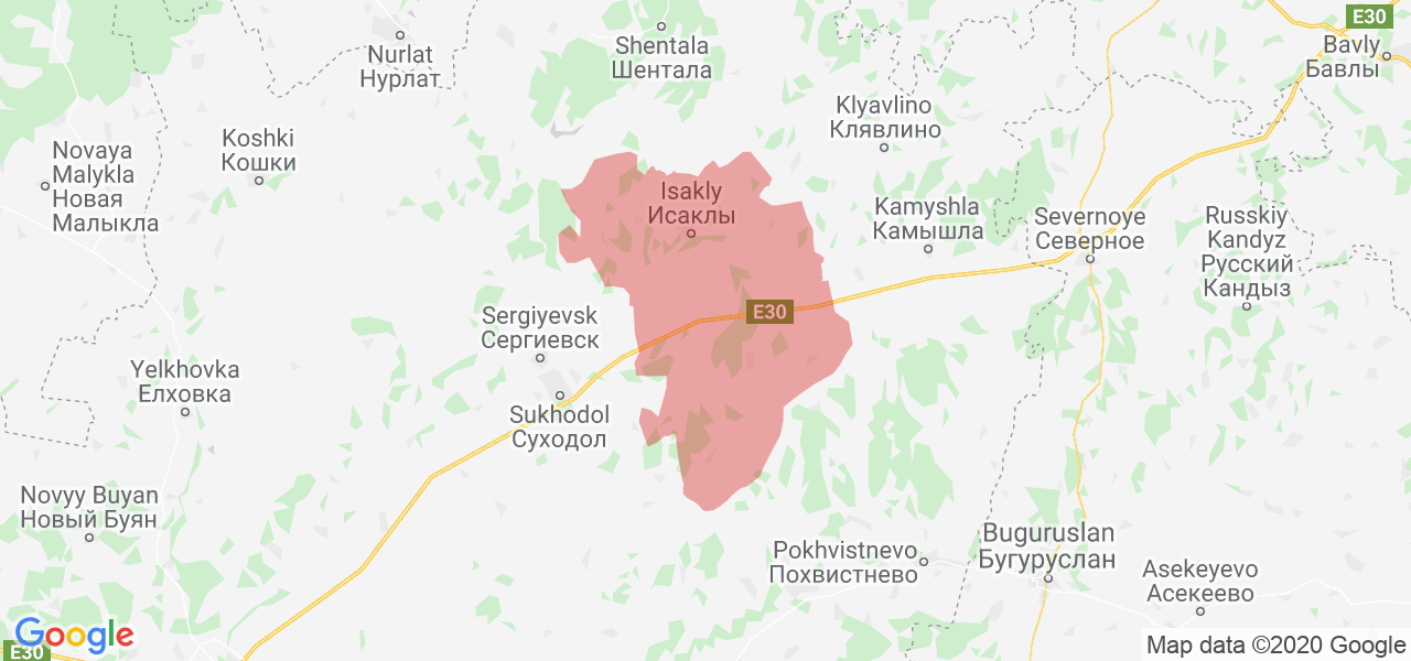 Карта Исаклинского района Самарской области с границами