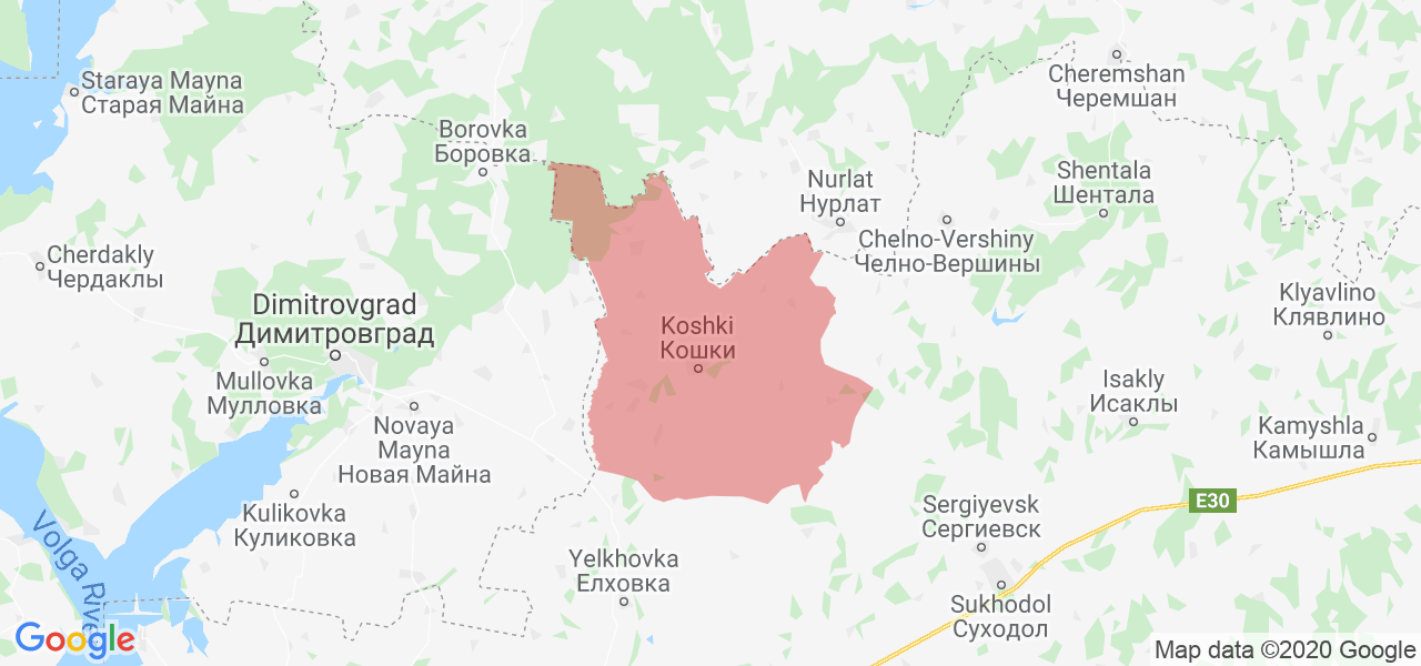 Карта Кошкинского района Самарской области с границами