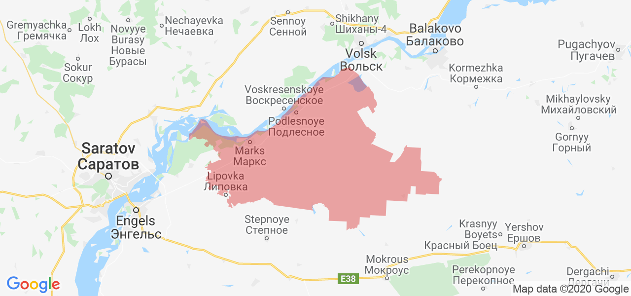 Карта Марксовского района Саратовской области с границами