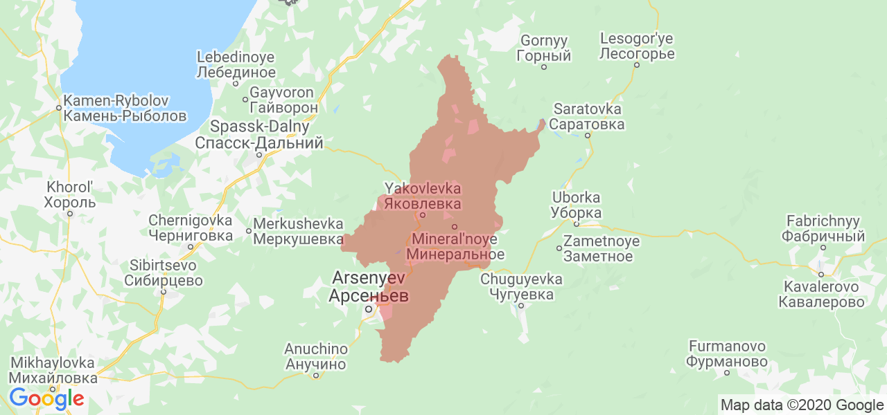 Карта Яковлевского района Приморского края с границами