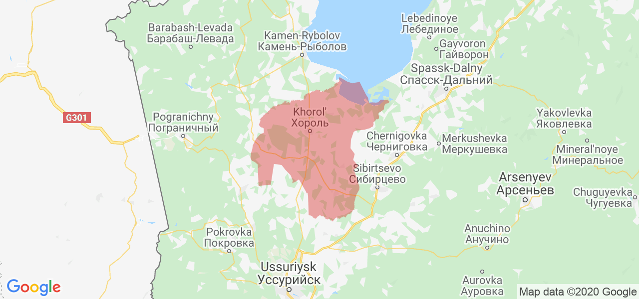 Карта Хорольского района Приморского края с границами