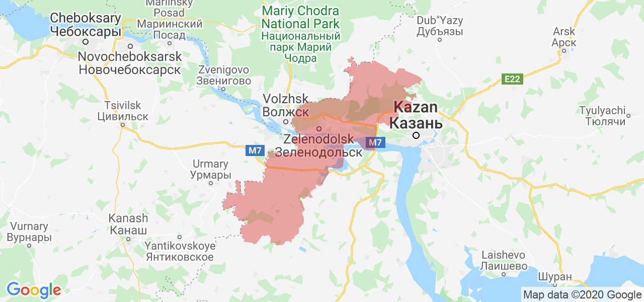Карта Зеленодольского района Республики Татарстан с границами