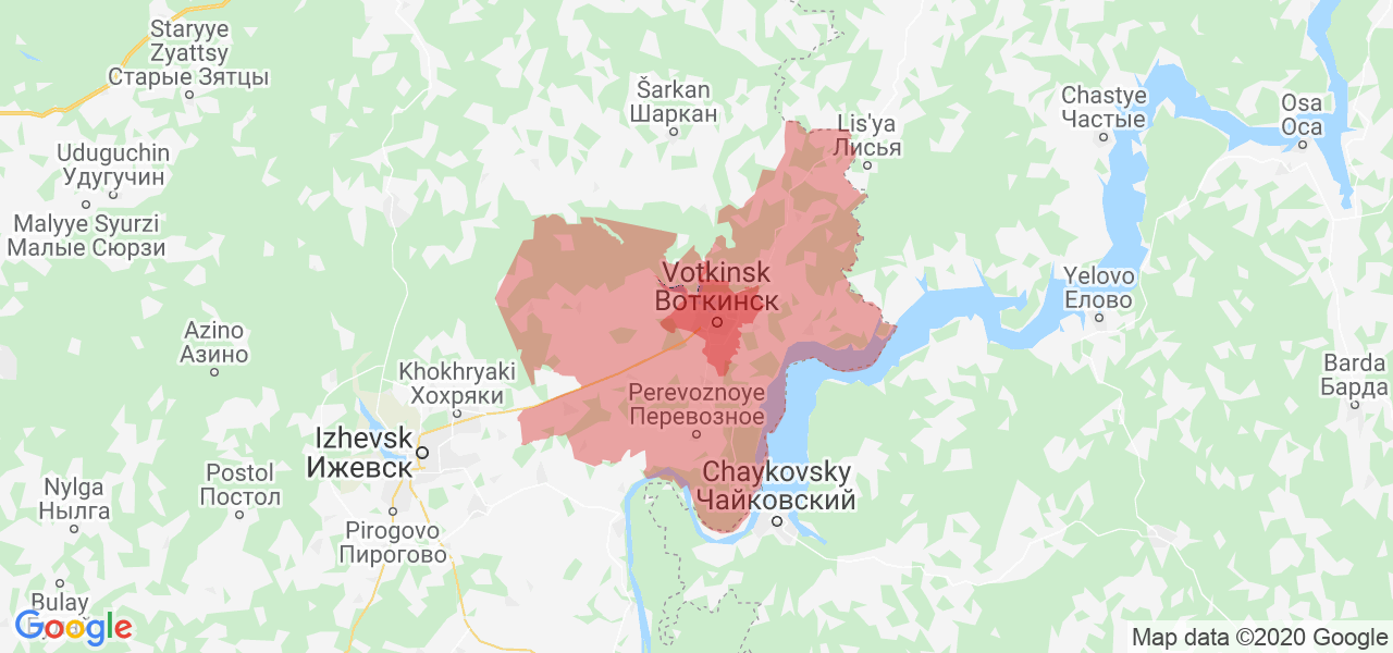 Карта Воткинского района Удмуртской Республики с границами